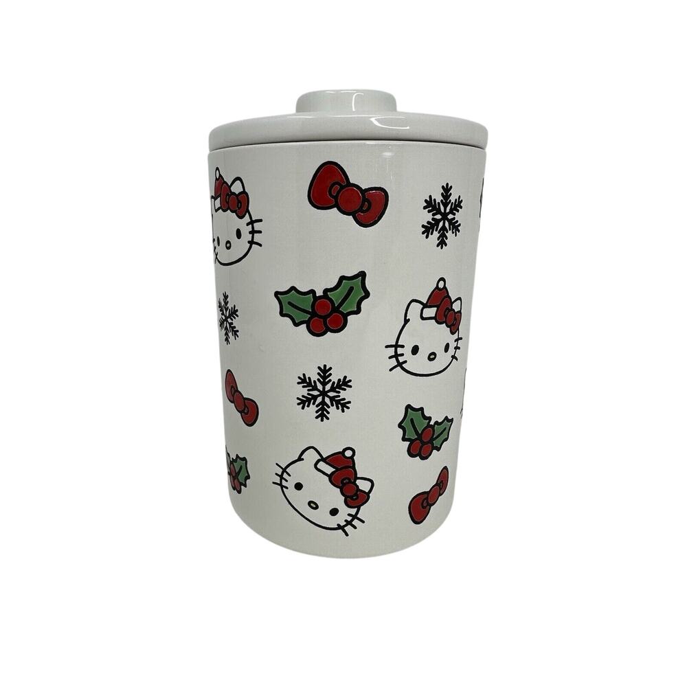 Hello Kitty Christmas Canister 2024 - Holly, Kitty, Snowflake and Bow